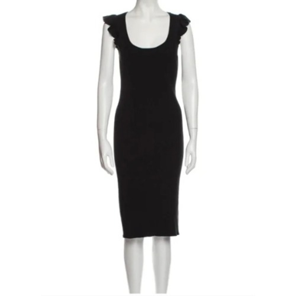 the nines BY HATCH Black Ribbed Flutter Sleeve Midi Dress S Maternity‎ Bodycon